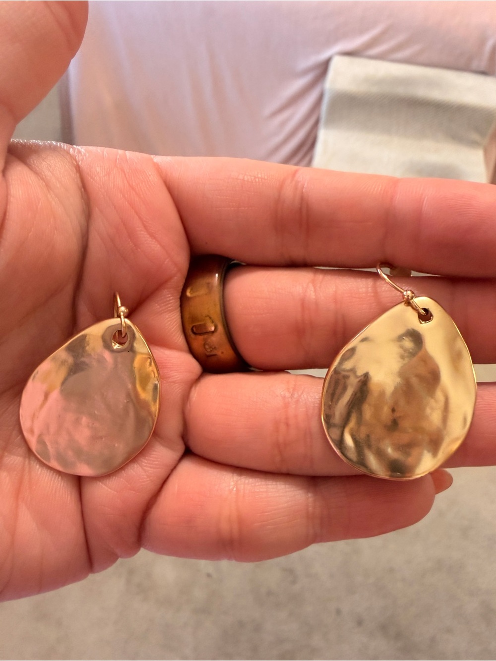 J. Jill Gold Hammered Teardrop Dangle Earrings NEVER WORN